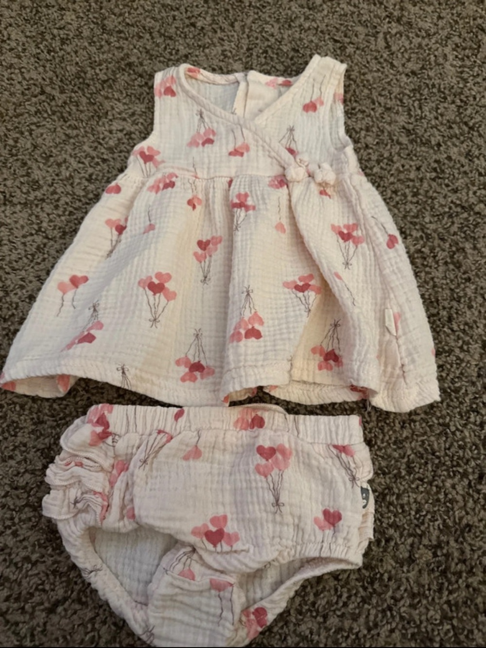 Infant Pink Balloon Print Dress & Diaper Cover Set